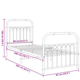 Metal Bed Frame without Mattress with Footboard White 80x200cm 376658