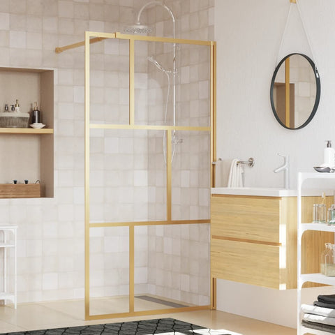 Walk-in Shower Wall with Clear ESG Glass Gold 115x195 cm 154959
