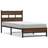 Metal Bed Frame without Mattress Brown Oak 90x200 cm 4017319