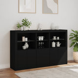Sideboard Black Engineered wood, Glass Large Sideboard 3209143