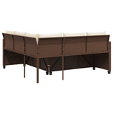 Garden Sofa with Table and Cushions L-Shaped Brown Poly Rattan 369040
