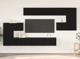 TV Cabinet Set 8 pcs Black Oak Engineered Wood 3393217