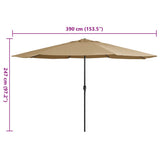 Garden Parasol with Metal Pole 390 cm Taupe 47381