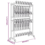 Shoe Rack with Wheels Silver 89x27x120 cm 344370