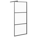 Walk-in Shower Wall 90x195 cm Frosted ESG Glass Black 151877
