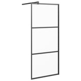 Walk-in Shower Wall 90x195 cm Frosted ESG Glass Black 151877