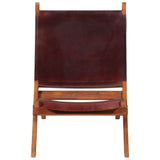 Folding Relaxing Chair Dark Brown Real Leather 356375