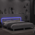 ZNTS Bed Frame with LED without Mattress White 160x200 cm 3207532