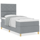Box Spring Bed with Headboard Light grey 90 x 200 cm Fabric 3339665