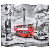 Folding Room Divider 228x170 cm London Bus Black and White 245876
