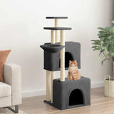 Cat Tree with Sisal Scratching Posts Dark Grey 122 cm 172054