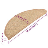 Stair Mats 15 pcs 65x21x4 cm Light Brown Half Round Large 326904