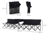 6 Seat Folding Sports Bench Portable Sports Team Bench Spectator Chair with Cooler and Carrying T3398P348603