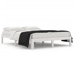 Bed Frame without Mattress White Solid Wood Pine 140x190cm 810346