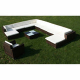 12 Piece Garden Lounge Set with Cushions Poly Rattan Brown 42091