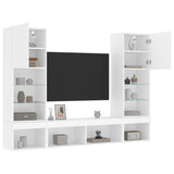 5 Piece TV Wall Units with LED White Engineered Wood 3216690