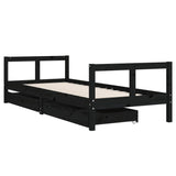 Kids Bed Frame with Drawers Black 80x200 cm Solid Wood Pine 834407
