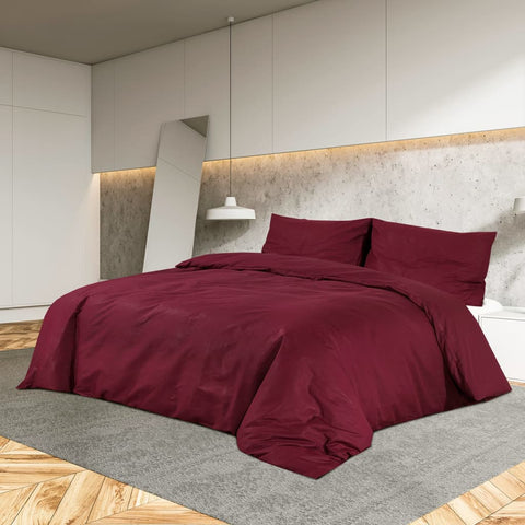 ZNTS Duvet Cover Set Bordeaux 200x220 cm Cotton 136185