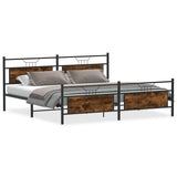 Metal Bed Frame without Mattress Smoked Oak 200x200 cm 3325096