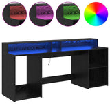 Desk with Drawer Black oak 200 x 55 x 91 cm Engineered wood 3365616