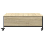 ZNTS Coffee Table with Wheels Sonoma Oak 91x55x34 cm Engineered Wood 842297