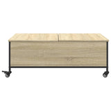 ZNTS Coffee Table with Wheels Sonoma Oak 91x55x34 cm Engineered Wood 842297