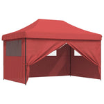 ZNTS Foldable Party Tent Pop-Up with 4 Sidewalls Burgundy 4004979