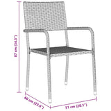 Garden Dining Set with Cushion 3 pcs Grey Poly Rattan 3379912