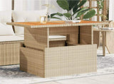 Garden Table Beige 100x55x73 cm Poly Rattan and Acacia Wood 366065