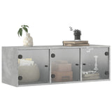 Wall Cabinet with Glass Doors Concrete Grey 102x37x35 cm 836514