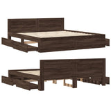 Bed Frame with Headboard without Mattress Brown Oak 200x200 cm 3295540