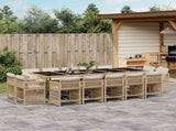 15 Piece Garden Dining Set with Cushions Beige Poly Rattan 3211774