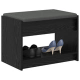 Hall Bench Black Oak 63 x 38 x 45 cm Engineered Wood and Fabric 891569