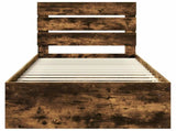 Bed Frame with Headboard Smoked Oak 75 x 190 cm Solid Pine Wood 3411804
