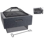 ZNTS ProGarden Fire Bowl with BBQ Rack Square Dark Grey 52.5x52.5x18.5 cm 436229