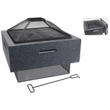 ZNTS ProGarden Fire Bowl with BBQ Rack Square Dark Grey 52.5x52.5x18.5 cm 436229