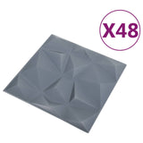 Wall Panels 48 pcs Diamond Grey 50 x 50 cm XPS Foam 42046032