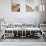 Metal Bed Frame without Mattress with Footboard White 193x203cm 373862