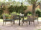 Garden Dining Set with Cushion 5 pcs Grey and Black Rattan 3380821