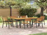 Garden Dining Set 7 pcs Black Solid Acacia Wood 3284402