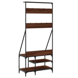 Clothes Rack with Shoe Storage Brown Oak 80x40x184 cm 837866