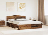 Bed Frame with Headboard Old Wood 140 x 200 cm Solid Pine Wood 3413306