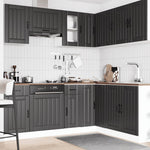 ZNTS 11 Piece Kitchen Cabinet Set Lucca Black Engineered Wood 3314952