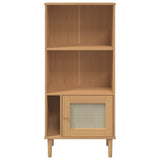Bookcase SENJA Rattan Look Brown 60x35x130 cm Solid Wood Pine 358058