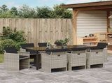 Garden Dining Set 9 pcs Light Grey Poly Rattan 3380612