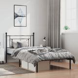 Metal Bed Frame without Mattress with Headboard Black 100x200cm 374334