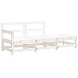 3 Piece Garden Lounge Set with Cushions White Solid Wood 825598