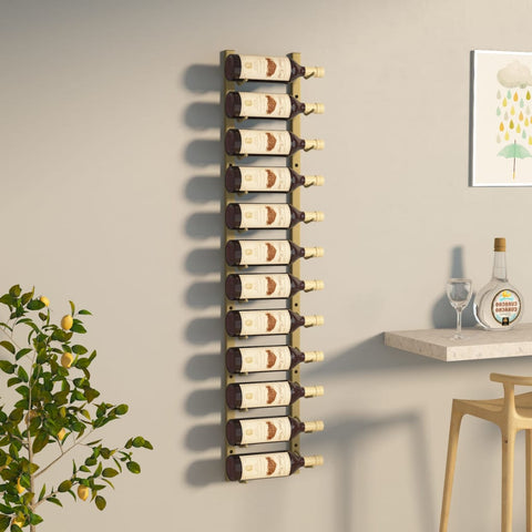 ZNTS Wall Mounted Wine Rack for 12 Bottles Gold Iron 340880