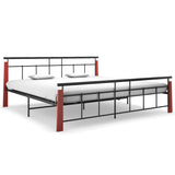 Bed Frame without Mattress Metal and Solid Oak Wood 200x200 cm 324896