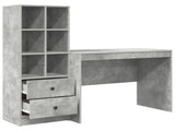 Desk with Drawer 2 pcs Concrete Grey 3337372